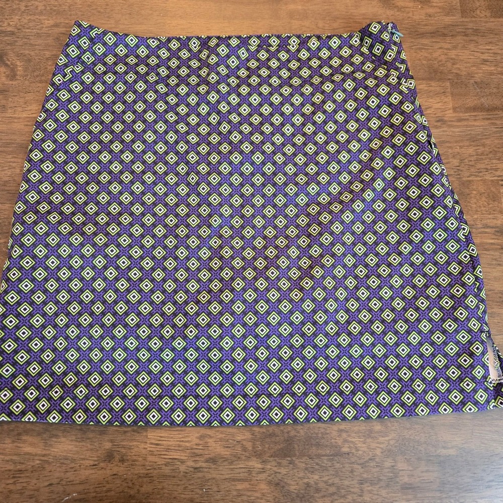 Cracked Wheat‎ Purple Green Geometric Diamond Print Golf Tennis Skort Womens 6